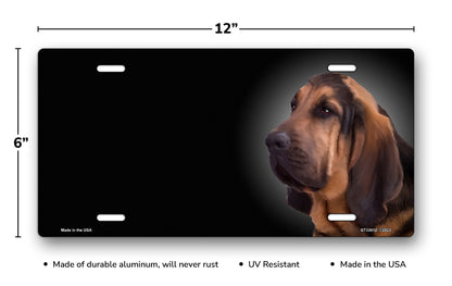 Bloodhound on Black Offset License Plate