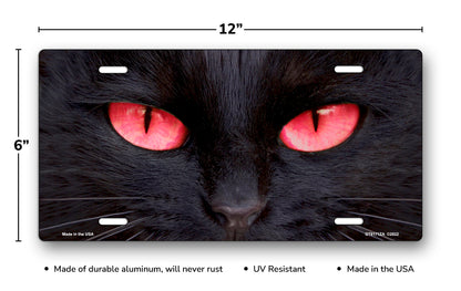 Black Cat with Red Eyes License Plate