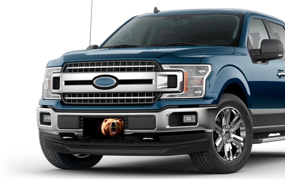 Grizzly on Black Offset License Plate