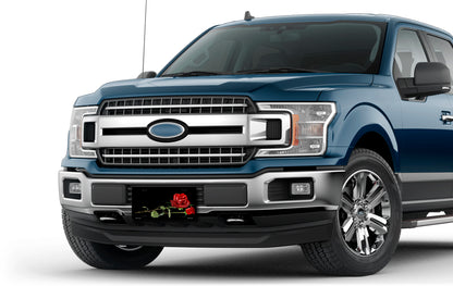 Red Roses on Black Offset License Plate