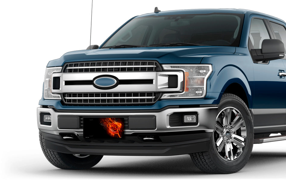 Fire Rose on Black Offset License Plate