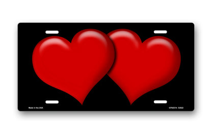 Red Hearts on Black License Plate