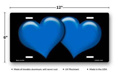 Blue Hearts on Black License Plate