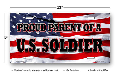 Proud Parent of a US Soldier on American Flag License Plate