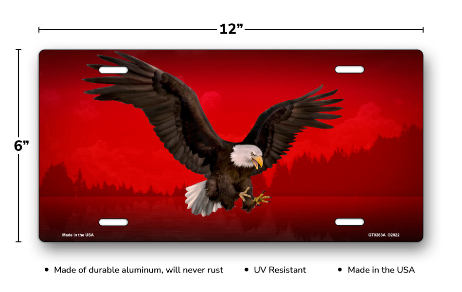 Bald Eagle on Red License Plate