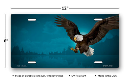 Bald Eagle on Teal Offset License Plate