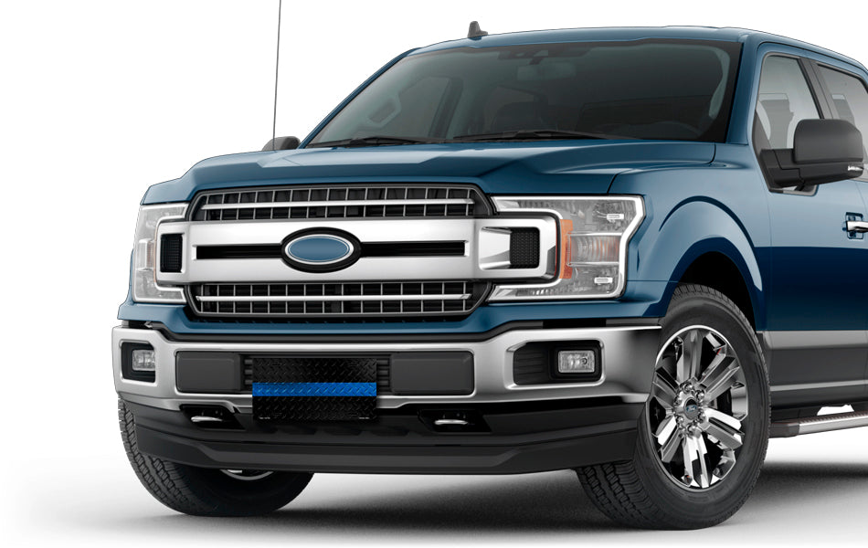 Blue Line on Black Simulated Diamond Plate License Plate