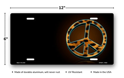 Leopard Peace on Black Offset License Plate