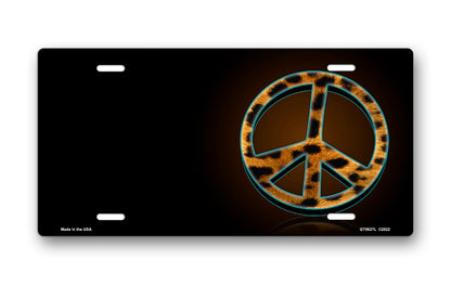 Leopard Peace on Black Offset License Plate