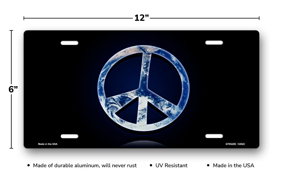 Earth Peace on Black License Plate