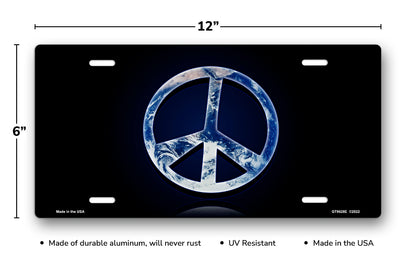 Earth Peace on Black License Plate