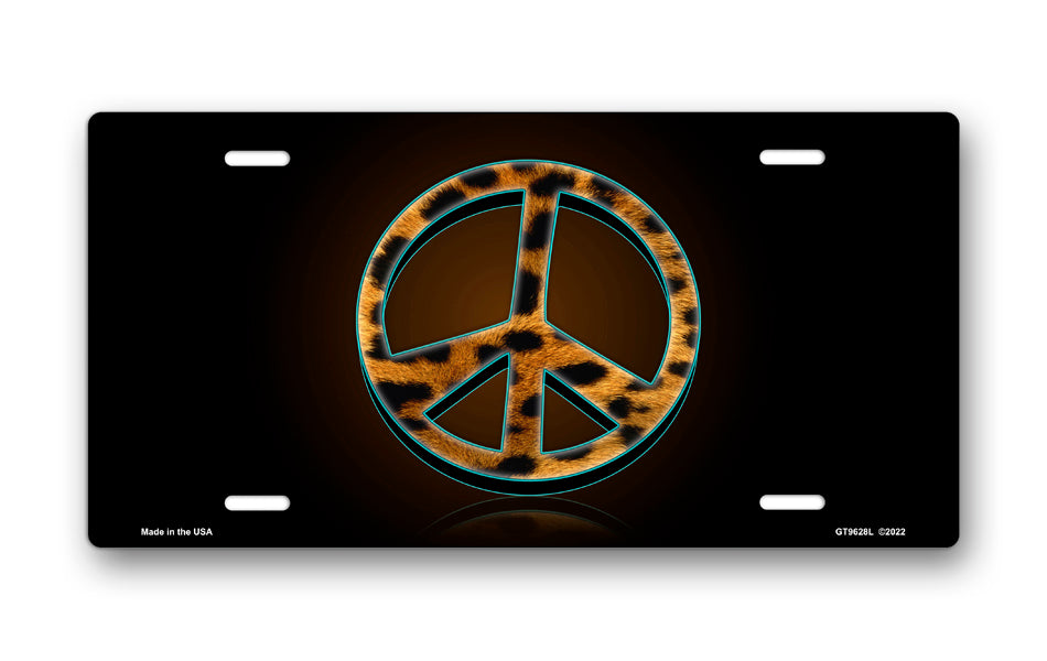 Leopard Peace on Black License Plate