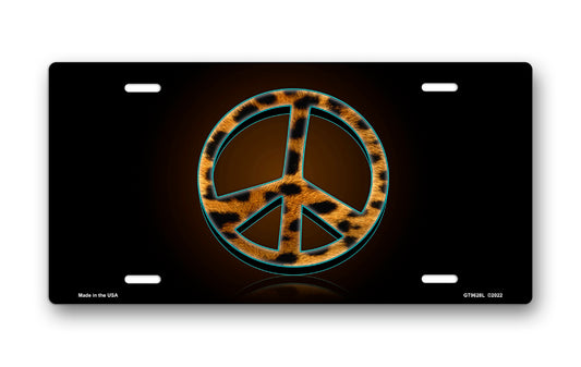 Leopard Peace on Black License Plate