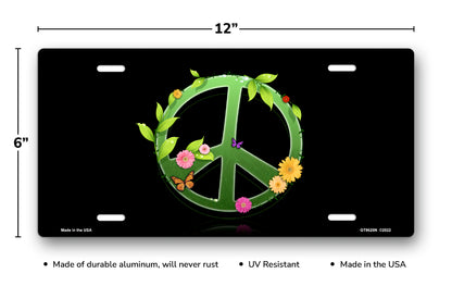 Growing Peace on Black License Plate