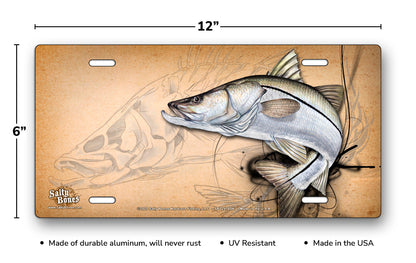 Salty Bones Snook Sketch License Plate
