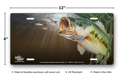 Salty Bones Largemouth Bass Offset License Plate