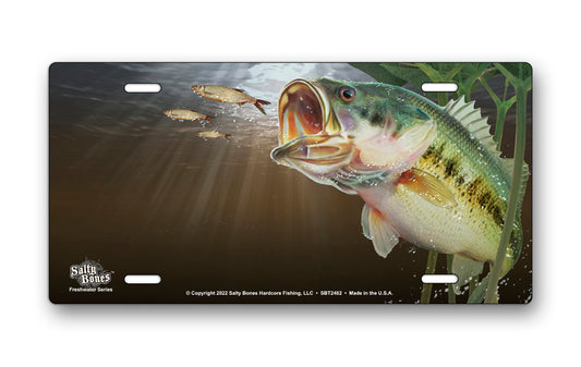 Salty Bones Largemouth Bass Offset License Plate