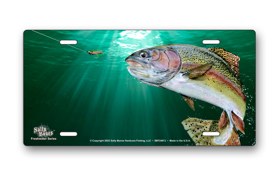 Salty Bones Rainbow Trout License Plate